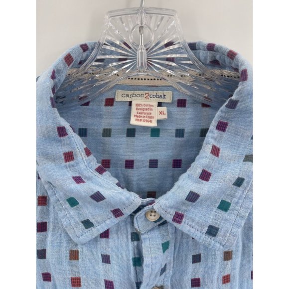 carbon 2 cobalt Mens Button Shirt Size XL 100% Cotton Short Sleeve - Picture 3 of 3